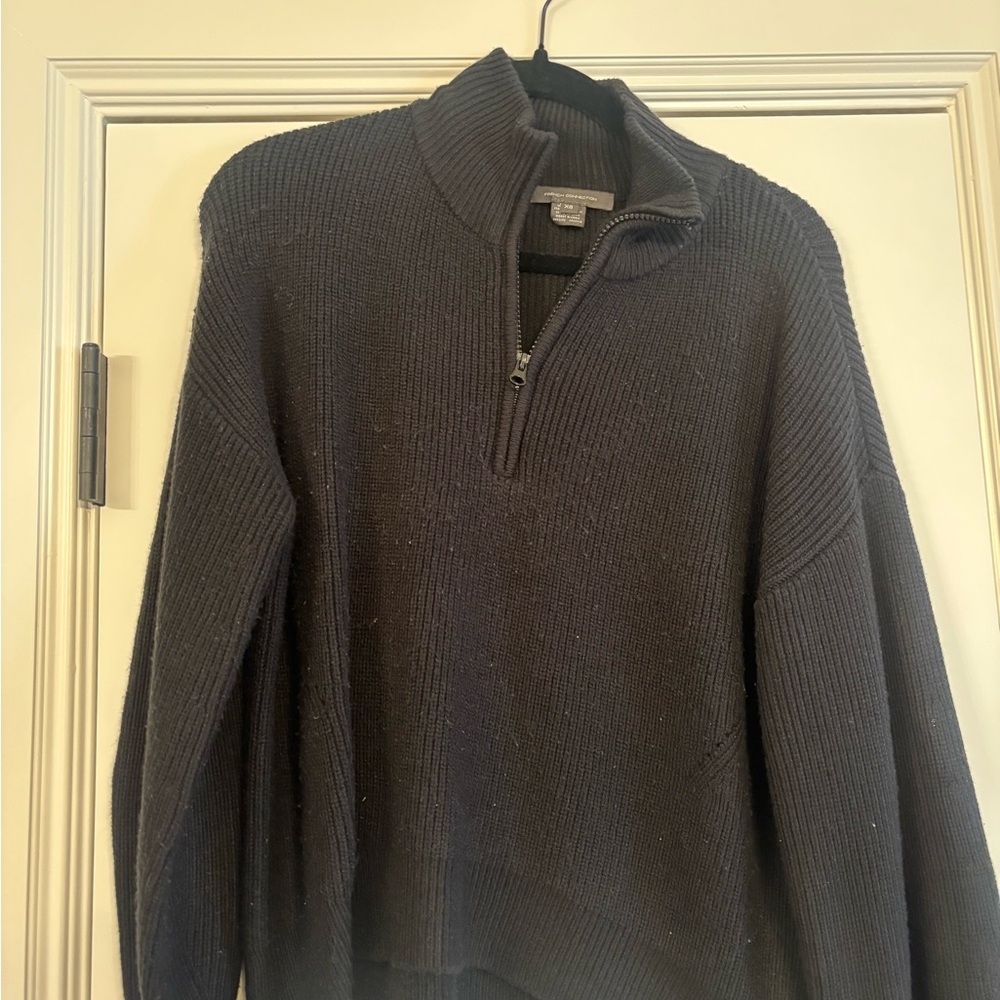 French Connection Men's Dark Gray Zip-Up Sweater